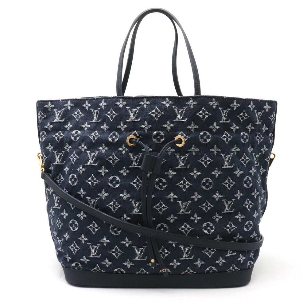 LOUIS VUITTON Monogram Denim Noeful Tote Bag Shoulder Grand Blue